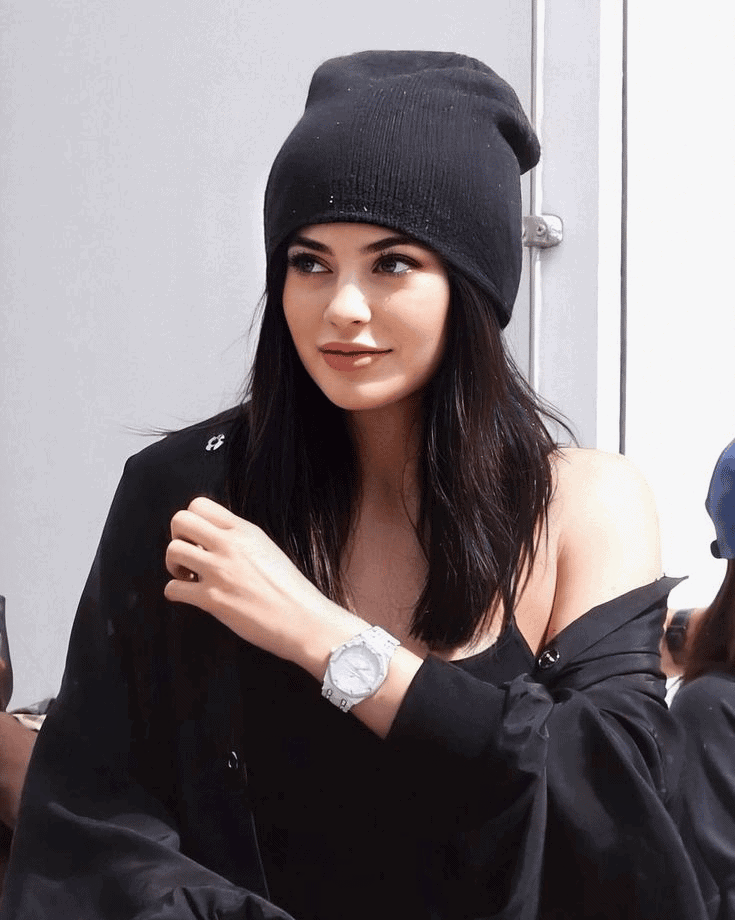 Kylie Jenner wearing a black dress